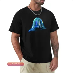 Футболка с принтом Comb Jelly в стиле винтаж (мужская, белая)