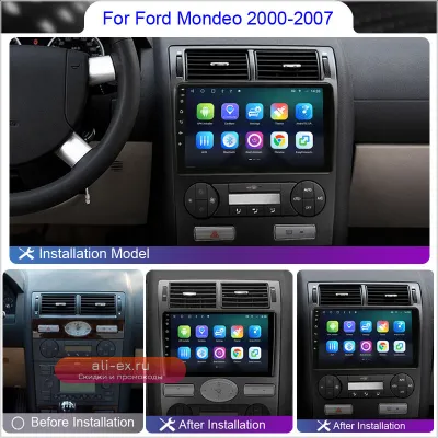 Мультимедийная автомагнитола Roadwise 2 DIN Android Carplay для Ford Mondeo 3 (2000-2007) с GPS, 4G, Wi-Fi и DVD