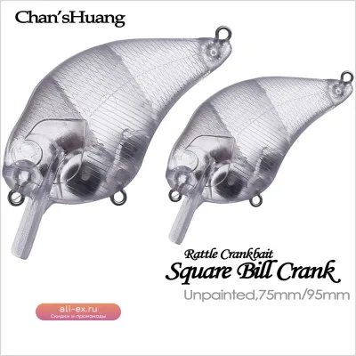 Chang's Huang 20 шт. - Неокрашенные квадратные воблеры-кренки для рыбалки (14.5G/25.8G)