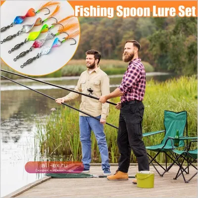 Вертушка для форели Trout Spoons 10X с крючком и перьями – искусственная приманка для басса, судака, краппи