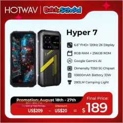 HOTWAV Hyper 7: Защищенный 5G Смартфон, 10800mAh, 33W, 6.6'' FHD+ 2K, 8/256GB, Android 14