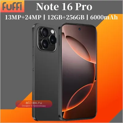 Смартфон Global Vision Note 16 Pro - Android, 12GB RAM, 256GB ROM, 6000mAh, 6.8" FHD, 24+48MP, MTK 10-ядерный