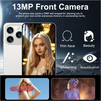 Смартфон Global Vision Note 16 Pro - Android, 12GB RAM, 256GB ROM, 6000mAh, 6.8" FHD, 24+48MP, MTK 10-ядерный