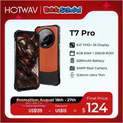 HOTWAV T7 Pro: Защищённый смартфон, 64Мп, 6.6" 2K, 6280мАч, 12(6+6)Гб ОЗУ, 256Гб, Android 13