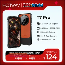 HOTWAV T7 Pro: Защищённый смартфон, 64Мп, 6.6" 2K, 6280мАч, 12(6+6)Гб ОЗУ, 256Гб, Android 13