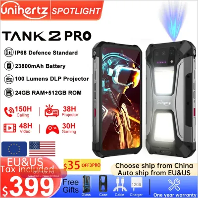 Unihertz Tank 2 Pro: Противоударный смартфон с проектором, 100МП, 24ГБ ОЗУ, 256ГБ ПЗУ, Android 14, NFC, Helio G99, батарея 23800мАч