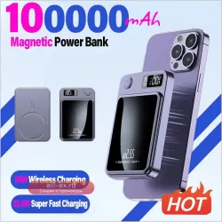 Магнитный беспроводной Power Bank 30000mAh, 22.5W Fast Charge, PD 20W для iPhone, Samsung, Huawei