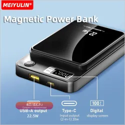 Беспроводной Power Bank 10000 mAh с быстрой зарядкой 22.5W, USB-C, магнитный, для iPhone 15/14/13/12