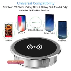 Беспроводное зарядное устройство Qi для iPhone, 15 Вт, встроенное в стол, портативный коврик