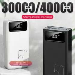 Power Bank 30000mAh/40000mAh с быстрой зарядкой QC Micro USB, LED-дисплеем, портативное зарядное устройство для улицы и кемпинга