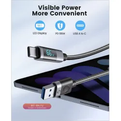 Кабель ORICO 66W USB-C 6A SuperCharge для Huawei P40, Xiaomi Mi 10, Samsung S2 с LED-индикатором