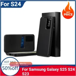 Чехол-книга для Samsung Galaxy S25/S24/S23 Ultra Plus с окном и функцией Smart Sleep/Awake