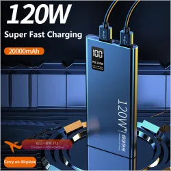 Power Bank 50000 мАч, 120 Вт: портативное зарядное устройство для iPhone 16 и Huawei