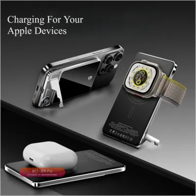 20W Ультратонкий Power Bank MagSafe с Беспроводной Зарядкой для iPhone, Samsung, Xiaomi, iWatch