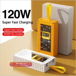 Power Bank 50000 mAh с быстрой зарядкой 120W PD для iPhone, Huawei, Xiaomi, Samsung