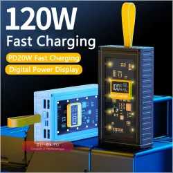 Power Bank 50000 mAh с быстрой зарядкой 120W PD для iPhone, Huawei, Xiaomi, Samsung