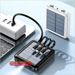 Солнечный Power Bank 20000mAh с двумя USB-портами и фонариком