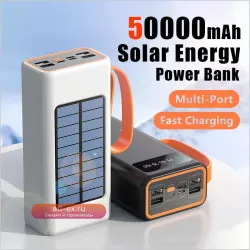 Power Bank 200000mAh с солнечной панелью, цифровым дисплеем, Type-C/Lightning, быстрой зарядкой для туризма