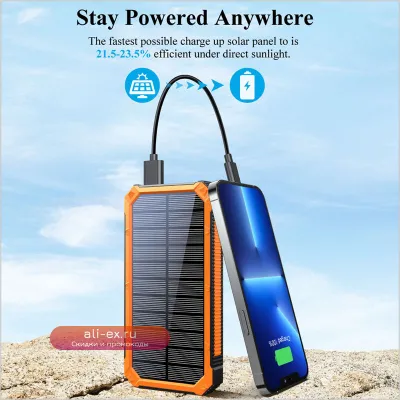 20000mAh Солнечный Power Bank: Портативное зарядное устройство высокой емкости с быстрой зарядкой для iPhone, Samsung, Xiaomi.