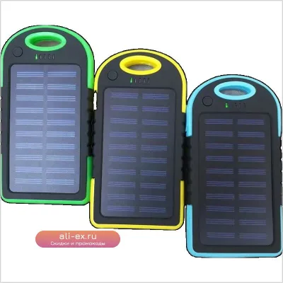 Solar Energy Power Bank 5000 mAh с двойным USB, водонепроницаемый, для Xiaomi, Samsung