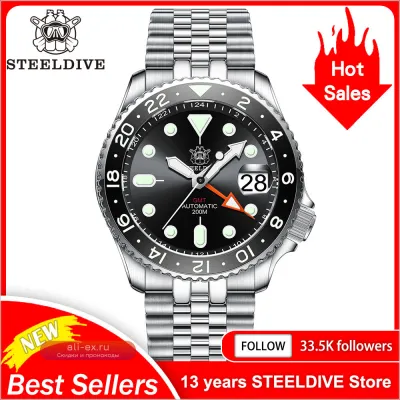 STEELDIVE SD1994 GMT Автоматические дайверские часы 200M с керамическим безелем и суперлюминесценцией