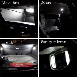12x CANBUS LED Ламп для Jeep Cherokee Trailhawk 2014-2019: Комплект для Внутреннего освещения (Купол, Багажник)