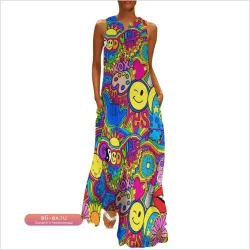Платье в стиле "Hippie Vibes" с африканским принтом для женщин – вечерний наряд