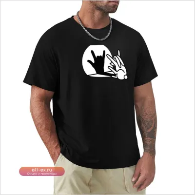 Футболка с принтом "Funny rabbit shadow ROCK music" для фанатов хэви-метала