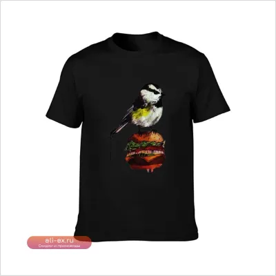 Футболка с принтом "Cheeseburger Bird Darker" для мужчин