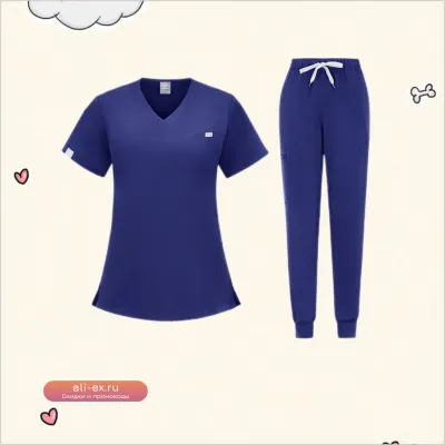 Женский медицинский костюм Fashion Scrub Suits: брюки-джоггеры + топ с V-образным вырезом, однотонный хирургический медицинский костюм