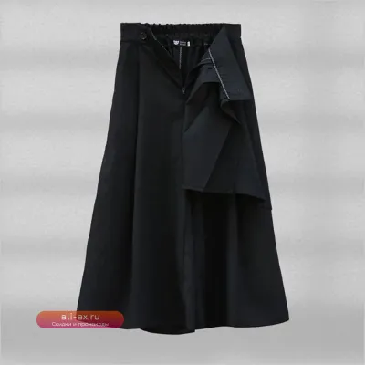 Готические брюки-юбка Y2K унисекс с асимметричным кроем в стиле Japanese Streetwear и Harajuku