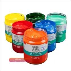 Акриловые краски Winsor & Newton Artist 300мл для росписи стен, камня, дерева, керамики (флуоресцентные)