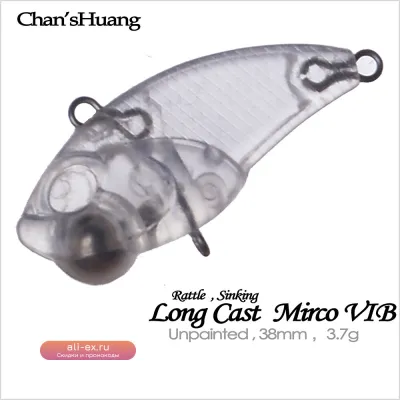 Chan’sHuang 30 шт. неокрашенных заготовок для воблеров 3.8см, 3.7г, Long Cast, Mirco VIB, с погремушкой, для самостоятельного изготовления, искусственная приманка