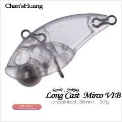 Chan’sHuang 30 шт. неокрашенных заготовок для воблеров 3.8см, 3.7г, Long Cast, Mirco VIB, с погремушкой, для самостоятельного изготовления, искусственная приманка