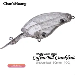 Chan’sHuang 20шт. Неокрашенные заготовки для воблеров-черепов с погремушками, средняя глубина, для DIY, ручной работы