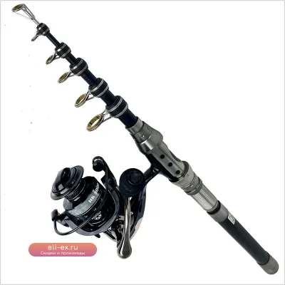 Спиннинговый телескопический комплект для рыбалки Sea Rod+Reel, 1.5-2.4 м