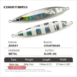 COUNTBASS 200г (7oz) UV-цвета, медленные джиги для глубоководной морской рыбалки на снеппера