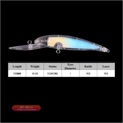 Chan’sHuang Плавающие блесны Minnow для ручной работы, 20 шт., 12 см, 10.2 г, без покраски, с погремушкой и лазерной фольгой