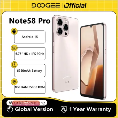 DOOGEE Note 58 Pro: Смартфон Global Version, 6.75" HD+, 8/256GB, 6250mAh, NFC, Android 15