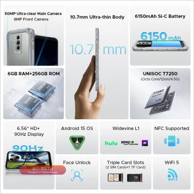 DOOGEE Blade10 Pro: Смартфон 6/256GB, 6150mAh, Android 15, 6.56''