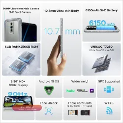 DOOGEE Blade10 Pro: Смартфон 6/256GB, 6150mAh, Android 15, 6.56''