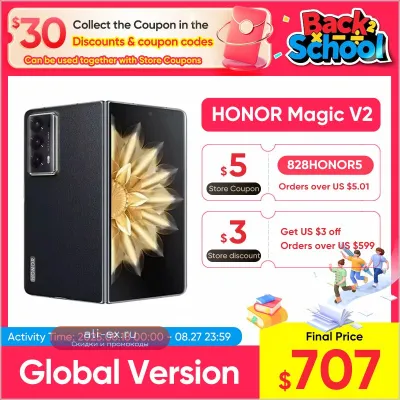 Honor Magic V2 Global Version 5G: Складной OLED 120Hz, 50MP, Snapdragon 8 Gen 2, 5000mAh