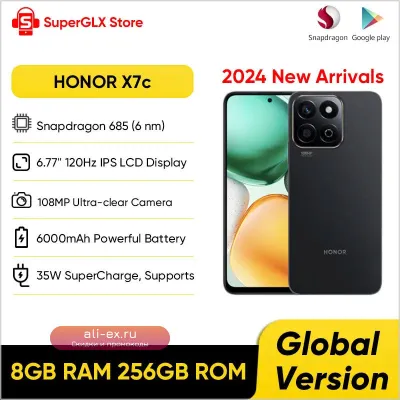 HONOR X7c 4G (2024) – 120 Гц, 108 Мп, 6000 мАч, IP64