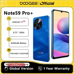 DOOGEE Note 59 Pro+ 5G: Смартфон Android 15, 12/512GB, 6250mAh, NFC, 120Hz