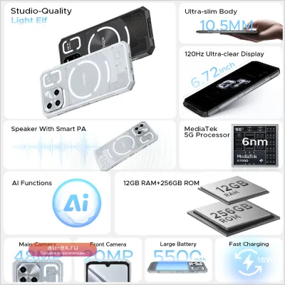 DOOGEE Blade GT 5G - Прочный смартфон, 6.72'' FHD+ 120Hz, 12/256GB, 5500mAh, Android 14