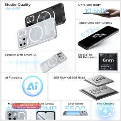 DOOGEE Blade GT 5G - Прочный смартфон, 6.72'' FHD+ 120Hz, 12/256GB, 5500mAh, Android 14