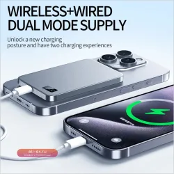 Ультратонкий магнитный Power Bank Alloy 10000mAh с LED-дисплеем и быстрой зарядкой для iPhone, Samsung, AirPods
