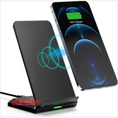Беспроводная зарядная станция 15W Qi для iPhone 16-12 и Samsung S23-S21
