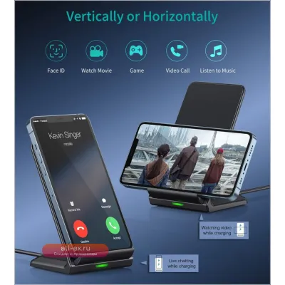 Беспроводная зарядная станция 15W Qi для iPhone 16-12 и Samsung S23-S21
