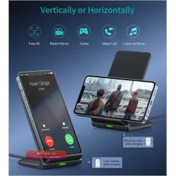 Беспроводная зарядная станция 15W Qi для iPhone 16-12 и Samsung S23-S21